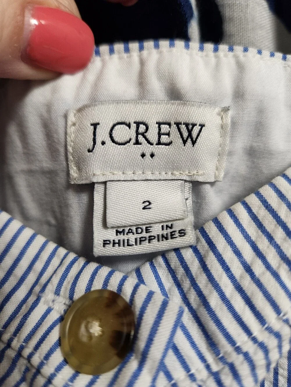 J. Crew Striped Blue & White Button-Front Mini Dress S